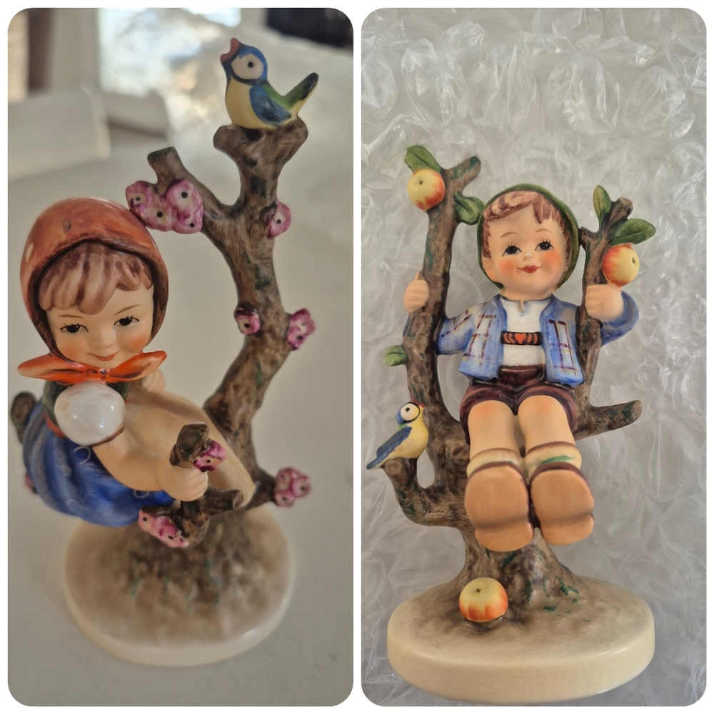 Goebel M.I.Hummel (Set Of 2) Figurines Apple Tree Boy & Girl 6"